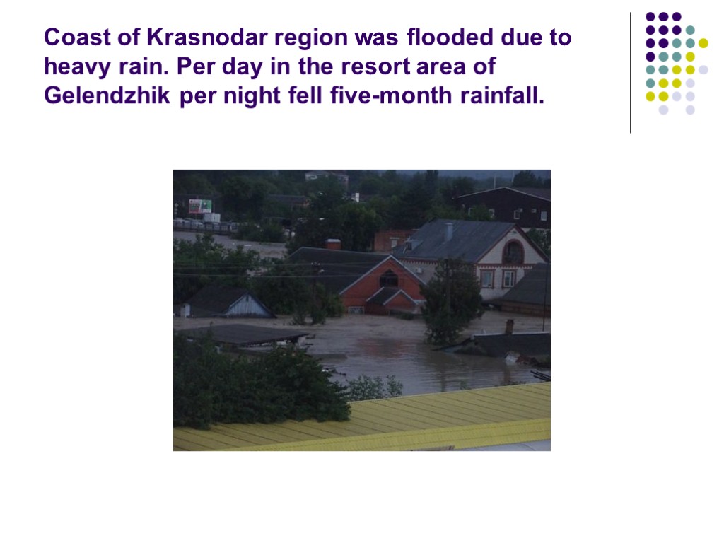 Coast of Krasnodar region was flooded due to heavy rain. Per day in the
